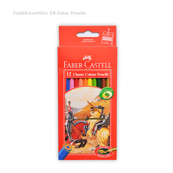 مداد رنگی ۱۲ رنگ جعبه مقوایی فابر کاستل اصل مدل کلاسیک